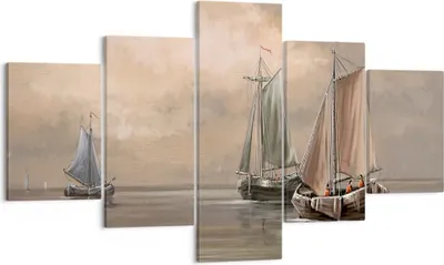 Produktbild von Bild auf Leinwand - Leinwandbild - Meer Boot Fischer - 125x70cm - Wand Bild - Wanddeko - Wandbilder - Leinwanddruck - Bilder - Kunstdruck - Wanddekoration - Leinwand bilder - Wandkunst - EA125x70-3514