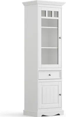 Produktbild von Vitrine Anschlag Links, Massivholz in weiß BORMIO-163