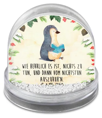 Produktbild von Mr. & Mrs. Panda Schneekugel Weihnachten Pinguin Buch - Naturpapier - Geschenk, Weihnachts, Dekokugel, schnee kugel, Urlaub, Ferien, dekoartikel