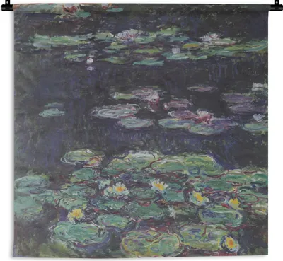 Produktbild von MuchoWow® Wandteppich Wandbehang Weiße und gelbe Seerosen - Gemälde von Claude Monet 150x150 cm Tapisserie Dekoration Wandtuch - Wohnaccessoires - Modernes