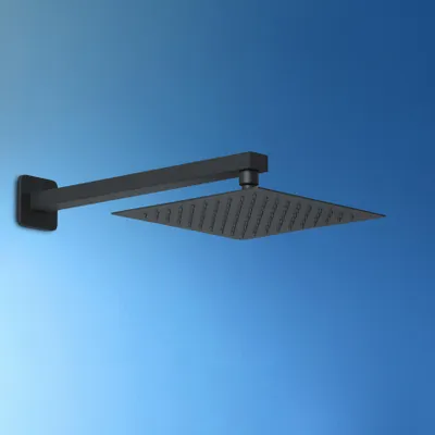 Produktbild von JOHO Regendusche Duschkopf 8 Zoll Regenbrause Einbauduschköpfe aus 304 Edelstahl mit Bombenfester Brausearm Wandarm Duscharm 37cm Schwarz(20x20cm/37cm