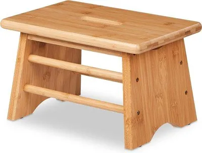 Productafbeelding van Famanu bamboestapeltje tot 100 kg - Stabiele kruk - Hoogte x Breedte x Diepte: 20x33x21,5 cm - Kinderkruk, naturel