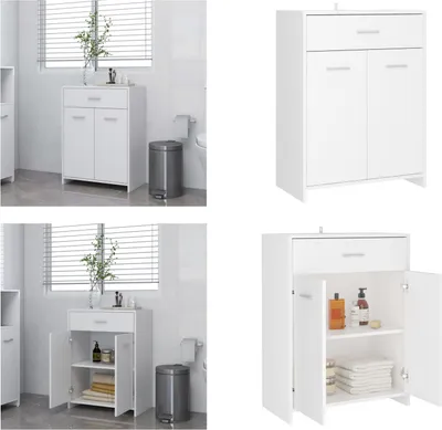 Obrázek produktu pro vidaXL Koupelnová skříňka bílá 60x33x80 cm materiál na bázi dřeva - Koupelnová skříňka - Koupelnové skříňky - Skříňky - Skříňky