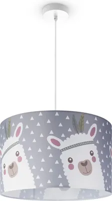 Produktbild von Kinderlampe Deckenlampe LED Pendelleuchte Kinderzimmer Lampe Lama-Motiv, E27 Leuchten Farbe / Größe Grau (Ø45.5cm)