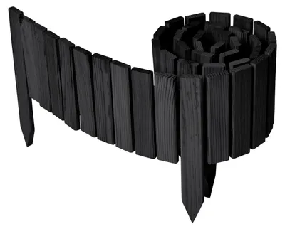 Produktbild von Garronda Beeteinfassung Holz Rollzaun Gartenzaun imprägniert Flexibler Rollborder Rasenkante  Länge: 200 cm (Graphite, Höhe: 20 cm)