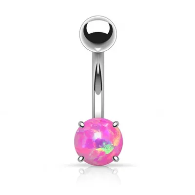 Produktbild von Taffstyle Bauchnabelpiercing Bauchnabelpiercing Stecker mit eingefassten Opal, Pink