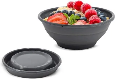 Produktbild von Famanu Faltbare Schüssel 16 cm - Grau, platzsparend für Küche und Camping