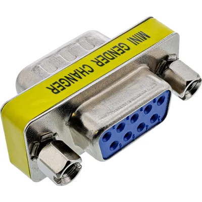 Produktbild von InLine Mini-Gender-Changer, 9pol Stecker / Buchse, 9pin female, Edelstahl