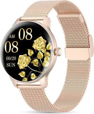 Produktbild von Smartwatch Damen Rund Armbanduhr mit personalisiertem Bildschirm | Schrittzähler | Blutdruckmessung | Schlaftracker Fitness Tracker Android IOS