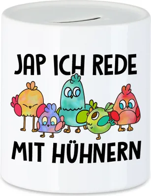 Produktbild von Ja Ich Rede Mit Hühnern Spardose Huhn-Fans Bauernhof Chicken Hühnerhof Geschenk