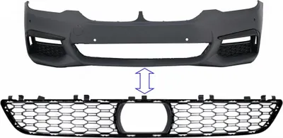 Image de Grille de calandre inférieure centrale pour BMW Série 5 G30 G31 Limousine Touring 2017-2019 avec pare-chocs M-Tech.
