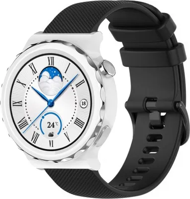 Produktbild von Strap-it Huawei Watch GT 3 Pro 43mm Luxus-Silikonarmband (Schwarz)