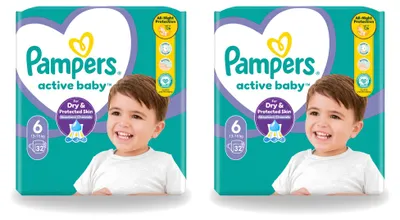 Immagine prodotto di 2 pannolini Pampers Active Baby, taglia 6, confezione  - 2 pezzi