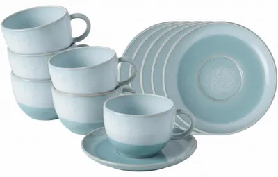 Produktbild von like. by Villeroy & Boch Perlemor Aqua Kaffeetasse mit Untertasse 190 ml 6er Set