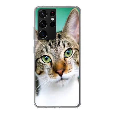 Produktbild von MuchoWow® Handyhülle Schutzhülle Hülle für Samsung Galaxy S21 Ultra Katze - Porträt - Augen Silikon Softcase Handy Hülle - Mobiltelefon
