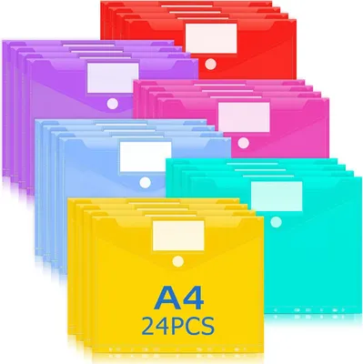 Produktbild von Dokumentenmappe A4, 24 Stück, wasserdicht, 6 Farben, für Büro