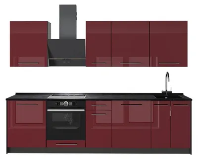 Obrázek produktu pro Kuchyňský kout Vicco Fame-Line Bordó červená vysoký lesk/Antracit 280 cm bez pracovní desky, Model 64175
