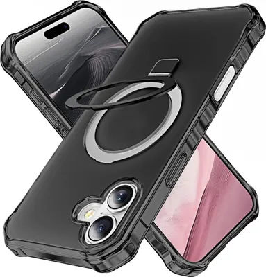 Produktbild von iPhone 17 Hülle - Coverup ShockProof TPU Back Cover mit MagSafe Compatible Ring Kickstand - Schwarz