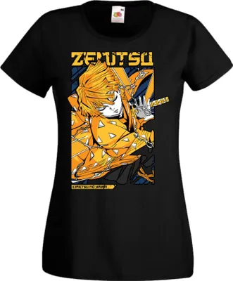 Produktbild von Damen T-Shirt Manga Anime Demon Anime Slayer Zenitsu Agatsuma, Lady S / Schwarz