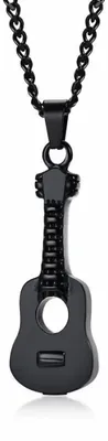 Produktbild von Asche Anhänger: Mini Urne Kette „Gitarre“ Schwarz
