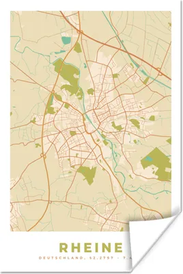 Produktbild von MuchoWow® Poster Karte - Stadtplan - Rheine - Karte - Vintage 120x180 cm - Kunstposter