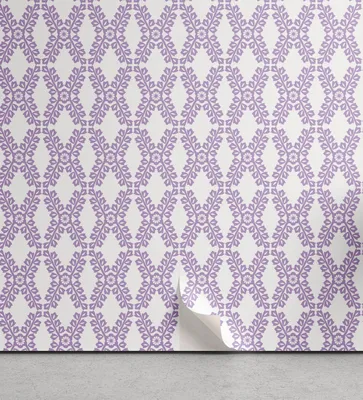 Produktbild von ABAKUHAUS Lila abziehbare & klebbare Tapete für Zuhause, Pastellfarbig Blumenniederlassung, selbstklebendes Wohnzimmer Küchenakzent, 33 cm x 250 cm, Weiß Blasse Lavendel