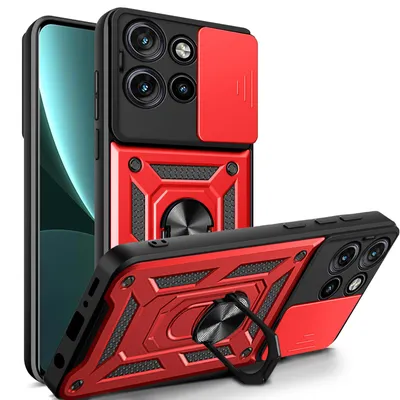 Produktbild von Outdoor Panzer Hülle für Motorola Edge 60 Neo Handyhülle mit Kameraschutz Ringhalter Rot