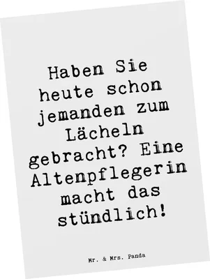 Produktbild von Mr. & Mrs. Panda Postkarte Spruch Altenpflegerin Lächeln - Weiß - Geschenk, Dank, Postkarten, einzelkarte, Ansichtskarten, Ansichtskarte, Berufsliebe, Heldinnen, Berufe