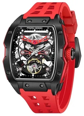 Produktbild von Herrenuhr Pagani Design Rubefy, Automatik, Skelett, Schwarz / Rot