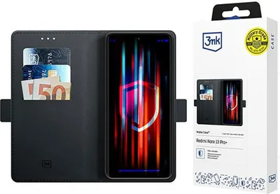 Produktbild von 3mk Schutzhülle Wallet Case für Redmi Note 13 Pro+ mit Aufstellfunktion Handyhülle Klapp Tasche Etui mit Kartenfächern Flip Cover