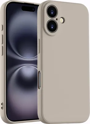 Produktbild von Hülle für iPhone 16 Slim Liquid Silikon Gel Gummi Stoßfest Schutzhülle Titangrau
