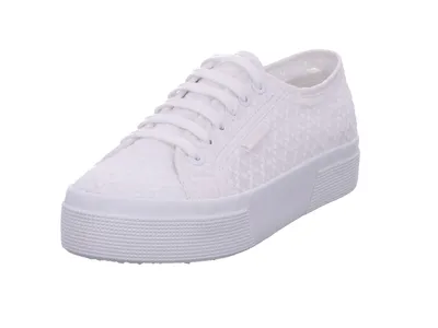 Image de Superga Dames Faible Sneaker 2740 Platform Macrame Rhombus Low Top S2126MW blanc