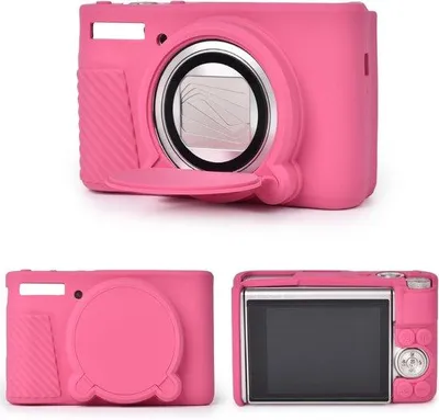 Obrázek produktu pro Silikonové pouzdro na fotoaparát Canon SX740, odolné proti poškrábání, červené barvy, z měkkého materiálu.