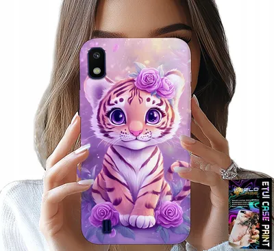 Produktbild von Etui Für Samsung A10 - Süsser Tiger Auf Rosa Hintergrund + Glas