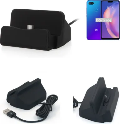 Produktbild von K-S-Trade Docking-Station kompatibel mit Xiaomi Mi 8 Ladestation Dock Ladegerät Docking Station Tischständer Ständer inkl. USB Typ C Kabel schwarz