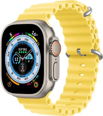 Produktbild von Dux Ducis Uhrenarmband 8 / 7 / 6 / 5 / 4 / 3 / 2 / Se (45 / 44 / 42Mm) Silikonarmband Gelb (Oceanwave Version)