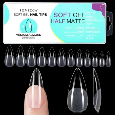 Produktbild von Nageltips Almond Medium Soft Gel 240 Stück 12 Größen für Gelnägel & Acrylnägel