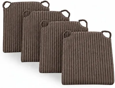 Produktbild von sunnypillow 4er Set Cord Stuhlkissen mit Klettverschluss - Mokka