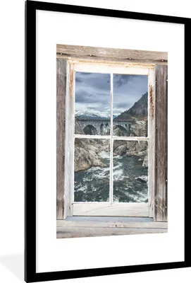 Produktbild von MuchoWow® Gerahmtes Poster Aussicht - Brücke - Wasser 60x90 cm - Poster mit Schwarzem Bilderrahmen Wandposter Rahmen Foto Bilder - Dekoration - Wandposter Wohnzimmer - Hochwertig