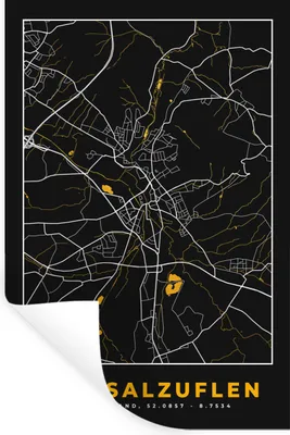 Produktbild von MuchoWow® Wandtattoo Wandsticker Wandaufkleber Deutschland - Schwarz und Gold - Bad Salzuflen - Stadtplan - Karte 60x90 cm Selbstklebend und Repositionierbar - Sticker - Dekorfolie