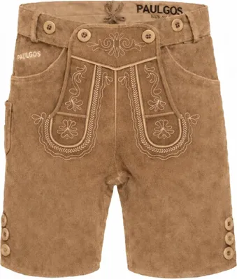 Produktbild von PAULGOS Herren Trachten Lederhose Kurz - HK2 - Echtes Leder - in 3 Farben erhältlich - Größe 44 - 60