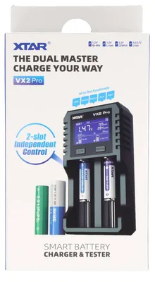Zdjęcie produktu dla XTAR VX2 Pro, ładowarka do akumulatorów cylindrycznych, litowo-jonowych, LiFePO4 i NiMH