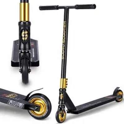 Obrázek produktu pro SUOTU Freestyle koloběžka Stunt Scooter Ultra Pro černo-žlutá, freestyle koloběžka pro děti od 6 let a dospělé, s 110mmPolyuretankolečky,nosnost do 100 kg