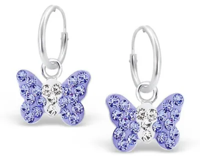 Produktbild von Kinder Creolen Ohrringe Silber Schmetterling mit Zirkonia