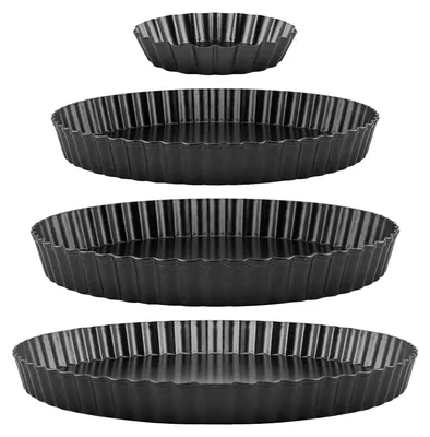 Productafbeelding van Solidchoice - Set van 4 Cakevormen met Hefbodem - Voor Quiche en Taarten