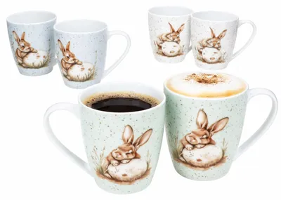 Produktbild von Ritzenhoff 6er Set Kaffeebecher Bunny 300ml Hase Ostern Weiß Grün Blau