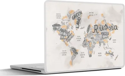 Produktbild von MuchoWow® Laptop Aufkleber Sticker Cover Weltkarte - Briefe - Braun 31x22.5 cm - Laptop-Deko