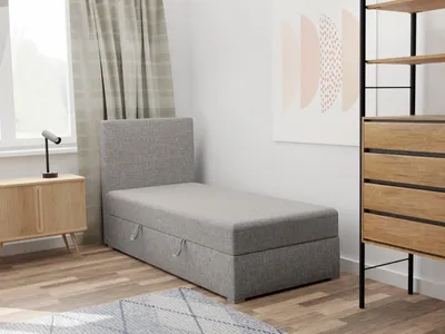 Produktbild von FEDVE Boxspringbett Einzelbett KOLORADO MINI BASIC mit Bettkästen Jugendbett mit Bonell-Matratze 100x200 Rechts