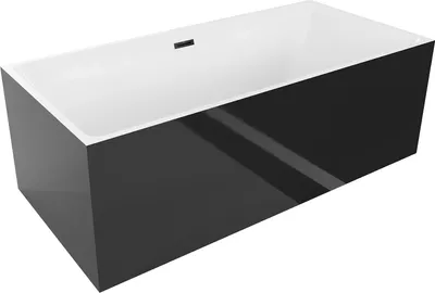 Produktbild von Mexen Nita freistehende Badewanne 170 x 80 cm, weiß/schwarz, Überlauf schwarz - 52091708075-70