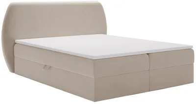 Image de Lit boxspring avec sommier 180x200 Cartagena - Matelas, Lit double, Topper - Tissu velours - Beige (Komodo 11)